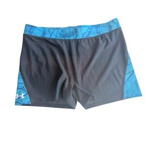 Under Armour HeatGear Compression Shorts Woman's XL Gray Blue Athletic